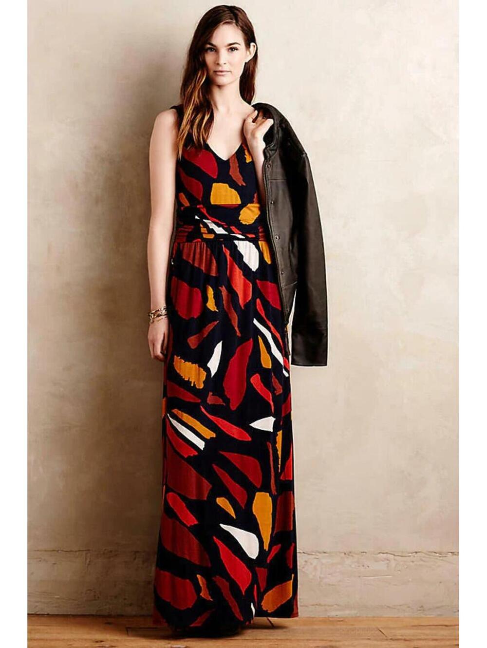Maeve Chava Maxi Dress Autumn Boho Anthropologie Women's Large